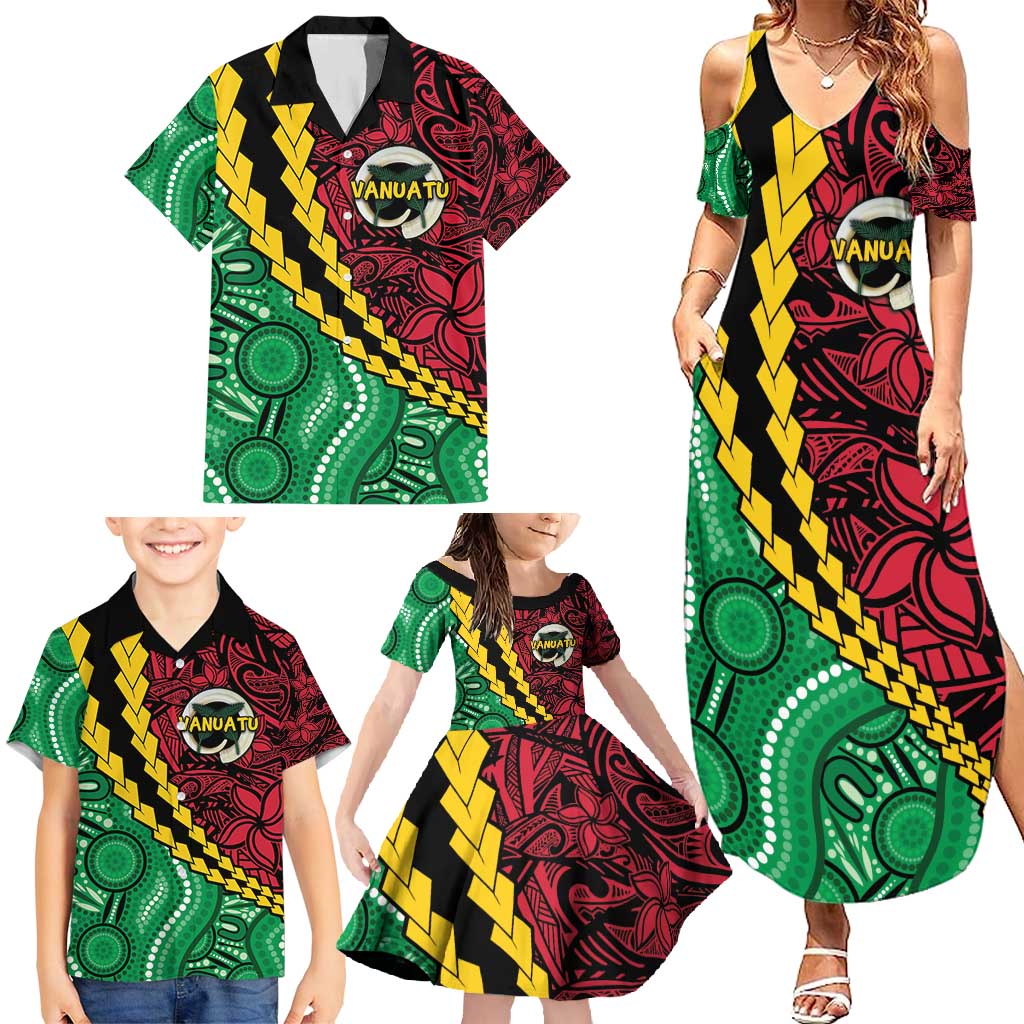 Vanuatu Personalized Tribal Family Matching Summer Maxi Dress and Hawaiian Shirt Aboriginal Inspired Mix Style LT7 - Polynesian Pride