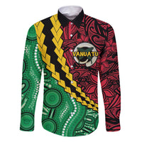 Vanuatu Personalized Tribal Family Matching Summer Maxi Dress and Hawaiian Shirt Aboriginal Inspired Mix Style LT7 Dad's Shirt - Long Sleeve Colorful - Polynesian Pride