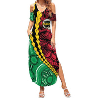 Vanuatu Personalized Tribal Family Matching Summer Maxi Dress and Hawaiian Shirt Aboriginal Inspired Mix Style LT7 Mom's Dress Colorful - Polynesian Pride