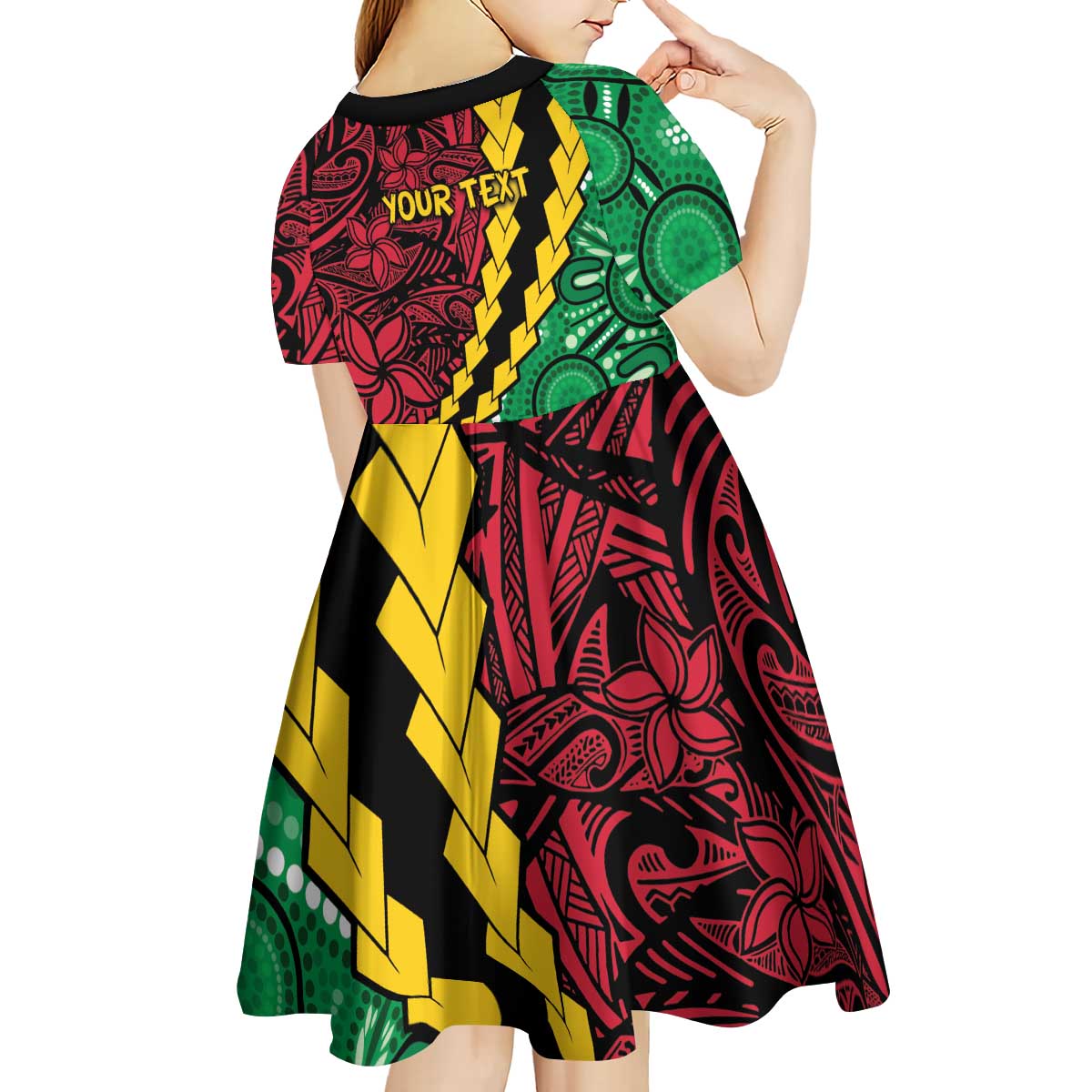 Vanuatu Personalized Tribal Kid Short Sleeve Dress Aboriginal Inspired Mix Style LT7 - Polynesian Pride