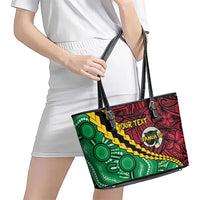 Vanuatu Personalized Tribal Leather Tote Bag Aboriginal Inspired Mix Style - Polynesian Pride