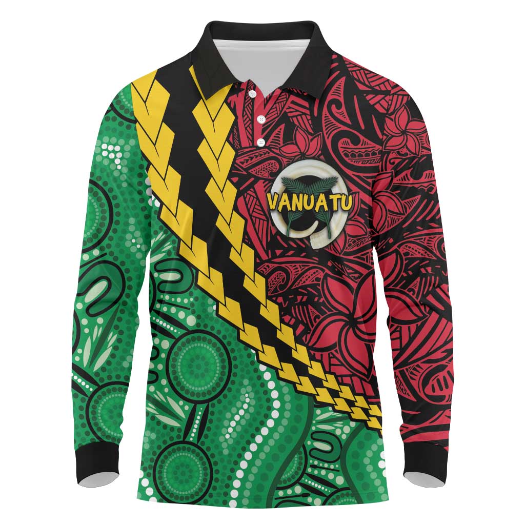 Vanuatu Personalized Tribal Long Sleeve Polo Shirt Aboriginal Inspired Mix Style LT7 Colorful - Polynesian Pride
