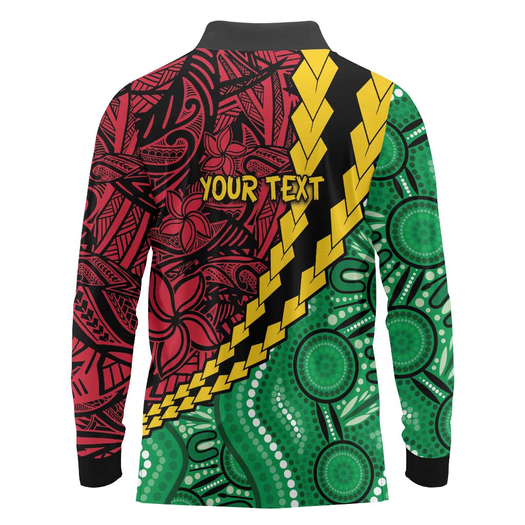 Vanuatu Personalized Tribal Long Sleeve Polo Shirt Aboriginal Inspired Mix Style LT7 - Polynesian Pride