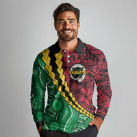 Vanuatu Personalized Tribal Long Sleeve Polo Shirt Aboriginal Inspired Mix Style LT7 - Polynesian Pride