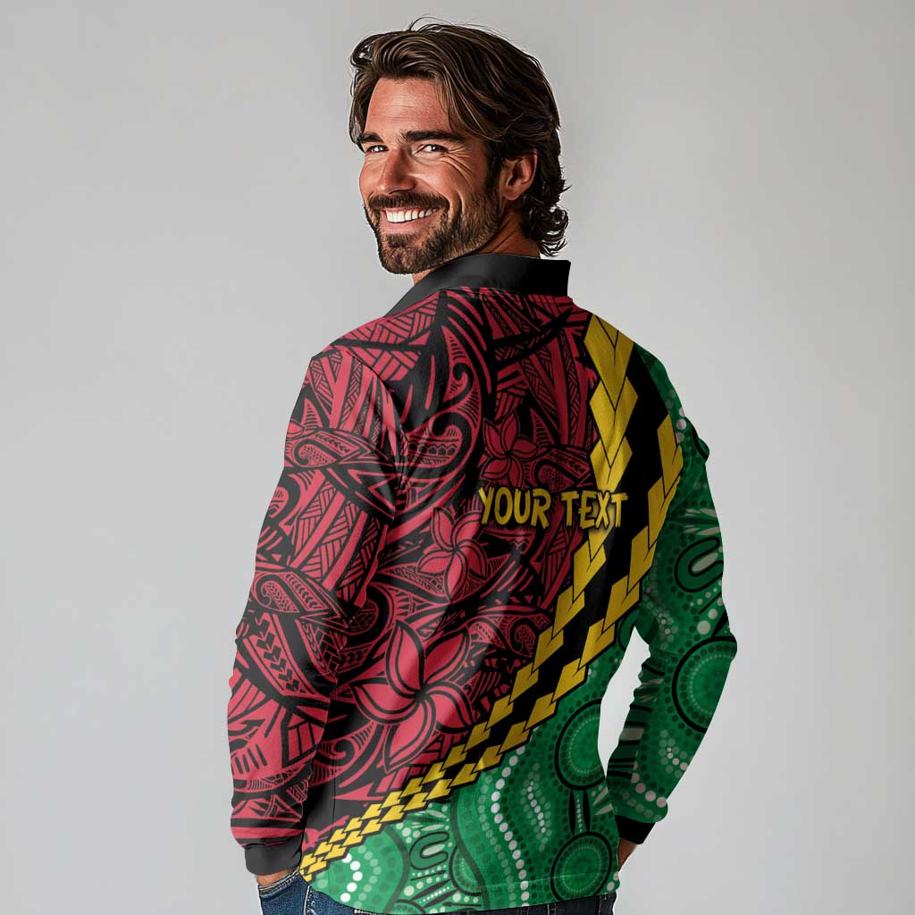 Vanuatu Personalized Tribal Long Sleeve Polo Shirt Aboriginal Inspired Mix Style LT7 - Polynesian Pride