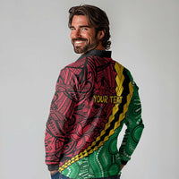 Vanuatu Personalized Tribal Long Sleeve Polo Shirt Aboriginal Inspired Mix Style LT7 - Polynesian Pride