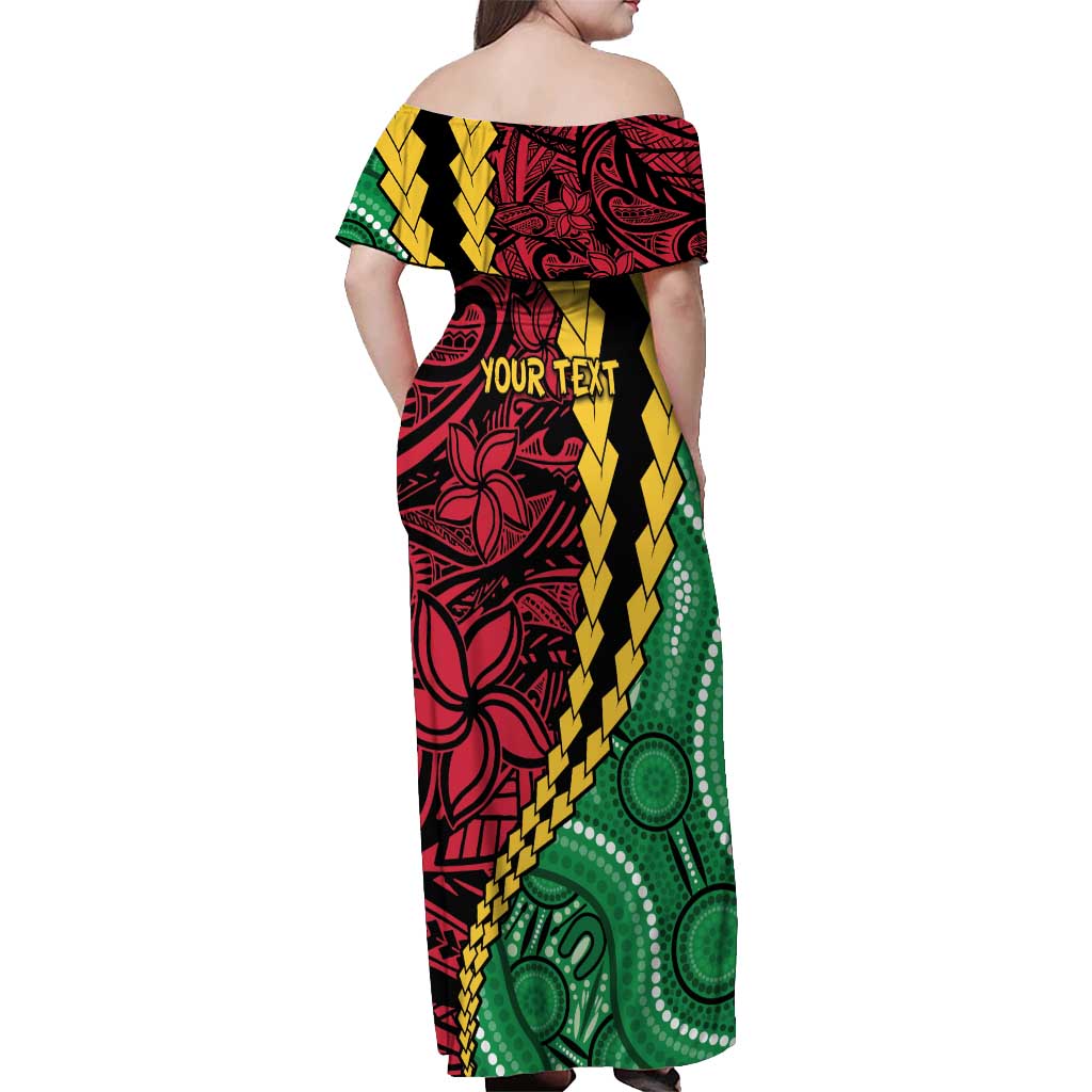 Vanuatu Personalized Tribal Off Shoulder Maxi Dress Aboriginal Inspired Mix Style LT7 - Polynesian Pride