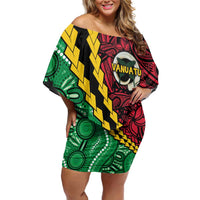 Vanuatu Personalized Tribal Off Shoulder Short Dress Aboriginal Inspired Mix Style - Polynesian Pride