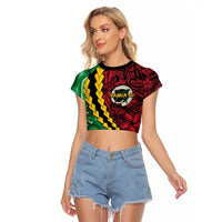 Vanuatu Personalized Tribal Raglan Cropped T Shirt Aboriginal Inspired Mix Style - Polynesian Pride