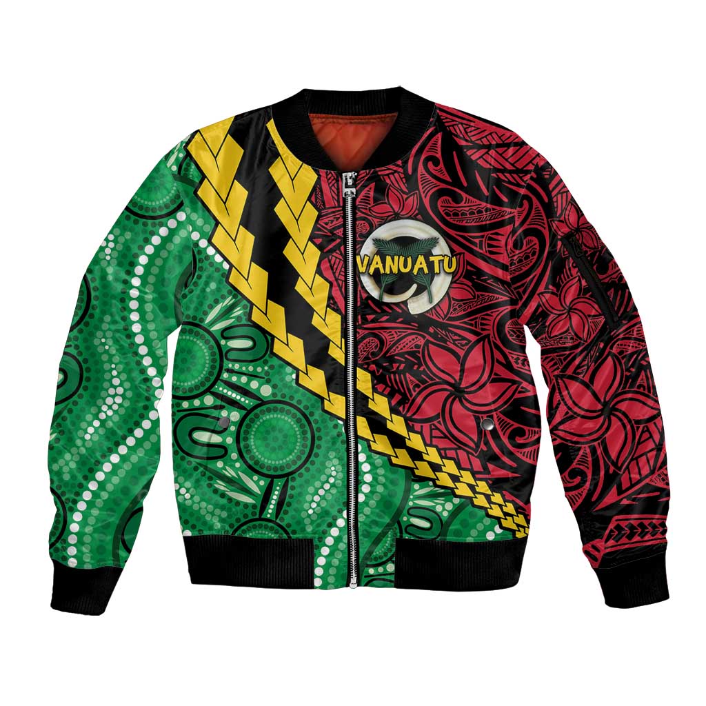 Vanuatu Personalized Tribal Sleeve Zip Bomber Jacket Aboriginal Inspired Mix Style - Polynesian Pride