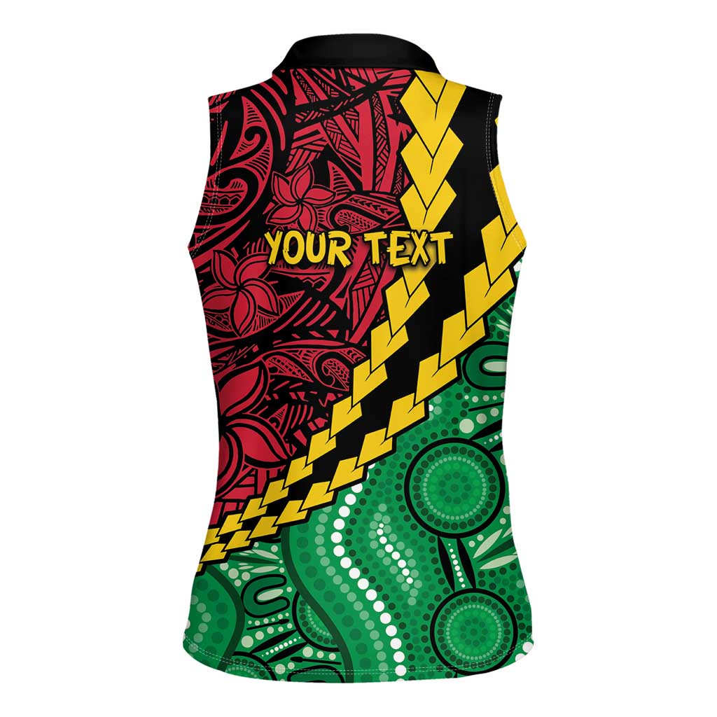 Vanuatu Personalized Tribal Women Sleeveless Polo Shirt Aboriginal Inspired Mix Style LT7 - Polynesian Pride