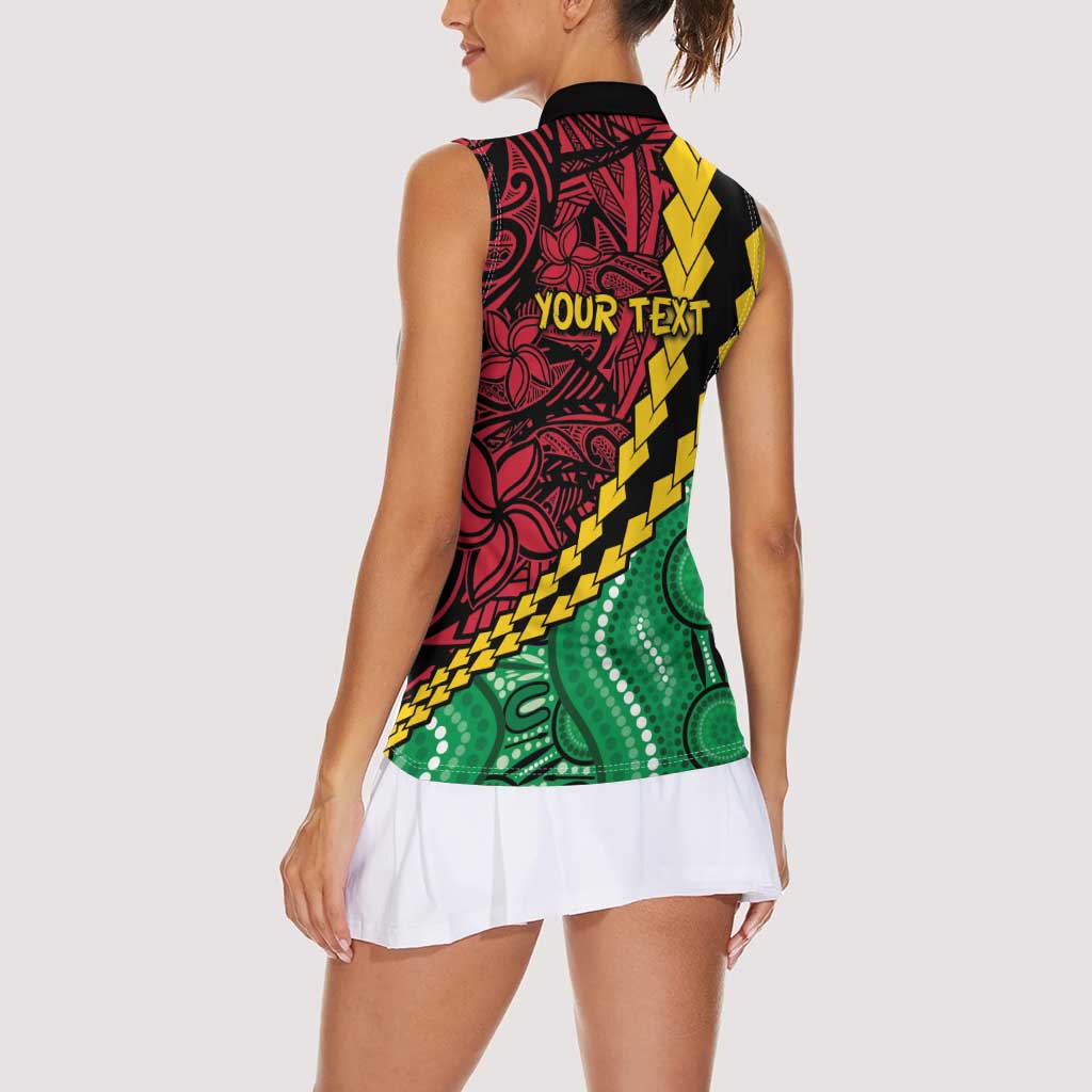 Vanuatu Personalized Tribal Women Sleeveless Polo Shirt Aboriginal Inspired Mix Style LT7 - Polynesian Pride