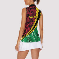 Vanuatu Personalized Tribal Women Sleeveless Polo Shirt Aboriginal Inspired Mix Style LT7 - Polynesian Pride