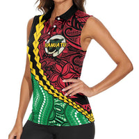 Vanuatu Personalized Tribal Women Sleeveless Polo Shirt Aboriginal Inspired Mix Style LT7 - Polynesian Pride
