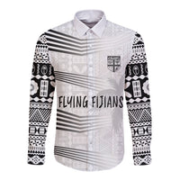 Personalised Fiji Rugby Long Sleeve Button Shirt Kaiviti WC 2023 Jersey Replica - White LT7 Unisex White - Polynesian Pride