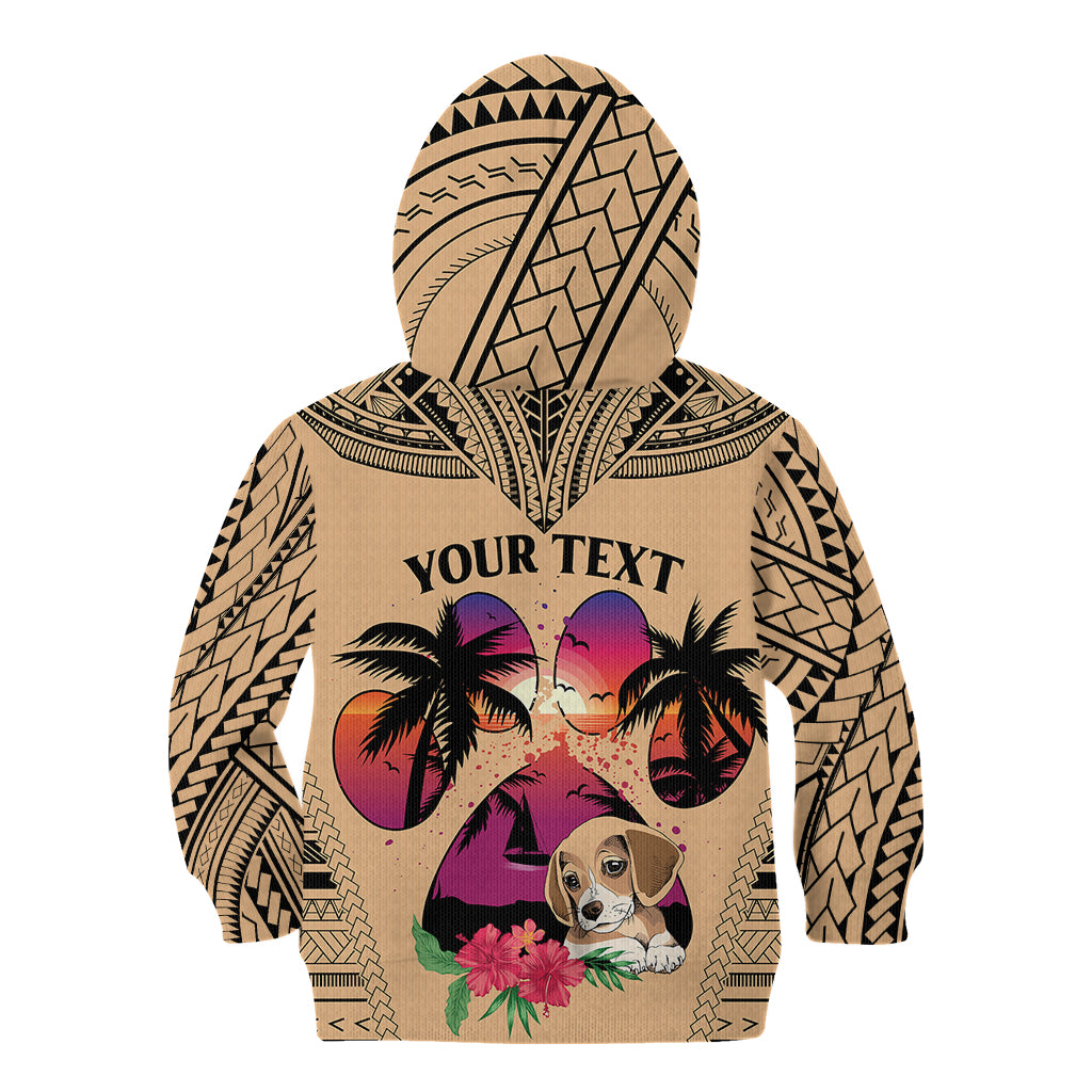 Personalised Polynesian Kid Hoodie Dog Lover With Beagle - Sunset At The Beach LT7 - Polynesian Pride