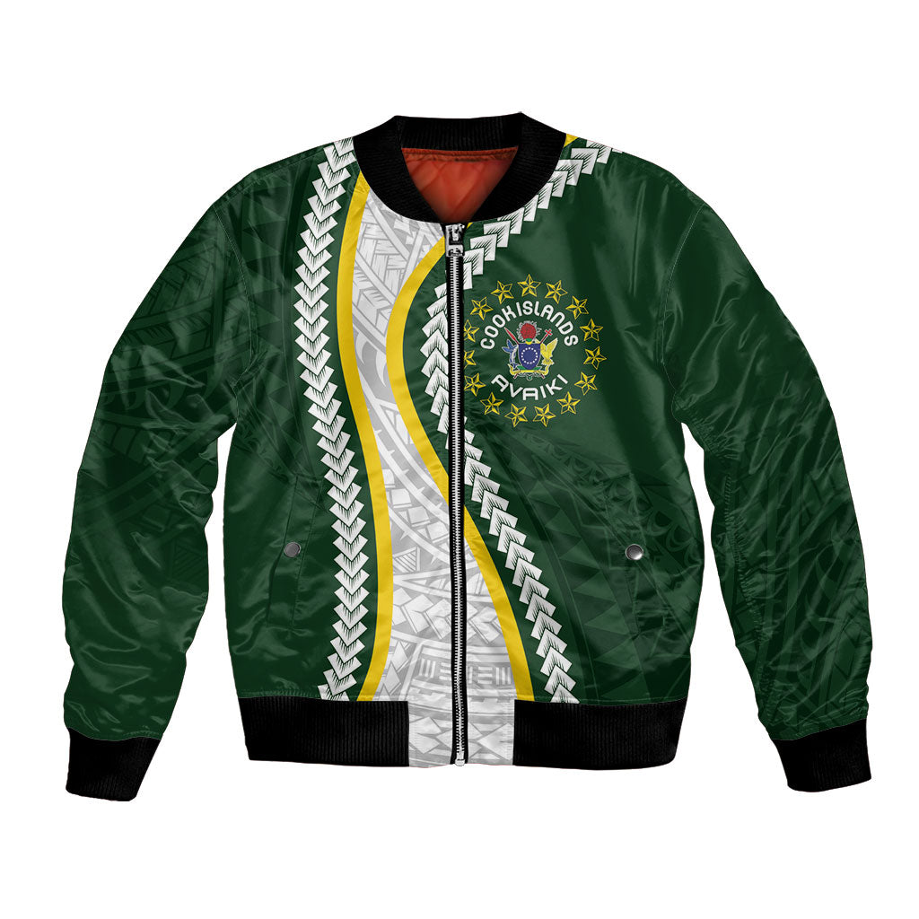 Cook Islands Rugby Personalized Avaiki Bomber Jacket GO Kuki LT7 Unisex Green - Polynesian Pride