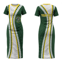 Cook Islands Rugby Personalized Avaiki Couples Matching Short Sleeve Bodycon Dress and Hawaiian Shirt GO Kuki LT7 - Polynesian Pride