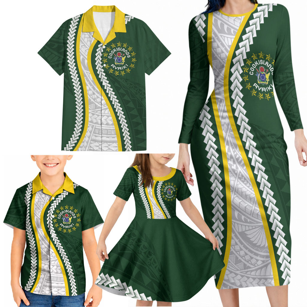 Cook Islands Rugby Personalized Avaiki Family Matching Long Sleeve Bodycon Dress and Hawaiian Shirt GO Kuki LT7 - Polynesian Pride