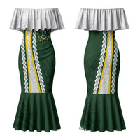 Cook Islands Rugby Personalized Avaiki Family Matching Mermaid Dress and Hawaiian Shirt GO Kuki LT7 Mom's Dress Green - Polynesian Pride