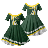 Cook Islands Rugby Personalized Avaiki Family Matching Mermaid Dress and Hawaiian Shirt GO Kuki LT7 Daughter's Dress Green - Polynesian Pride