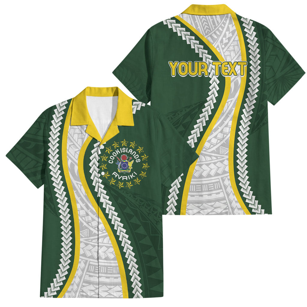 Cook Islands Rugby Personalized Avaiki Family Matching Off Shoulder Short Dress and Hawaiian Shirt GO Kuki LT7 Dad's Shirt - Short Sleeve Green - Polynesian Pride