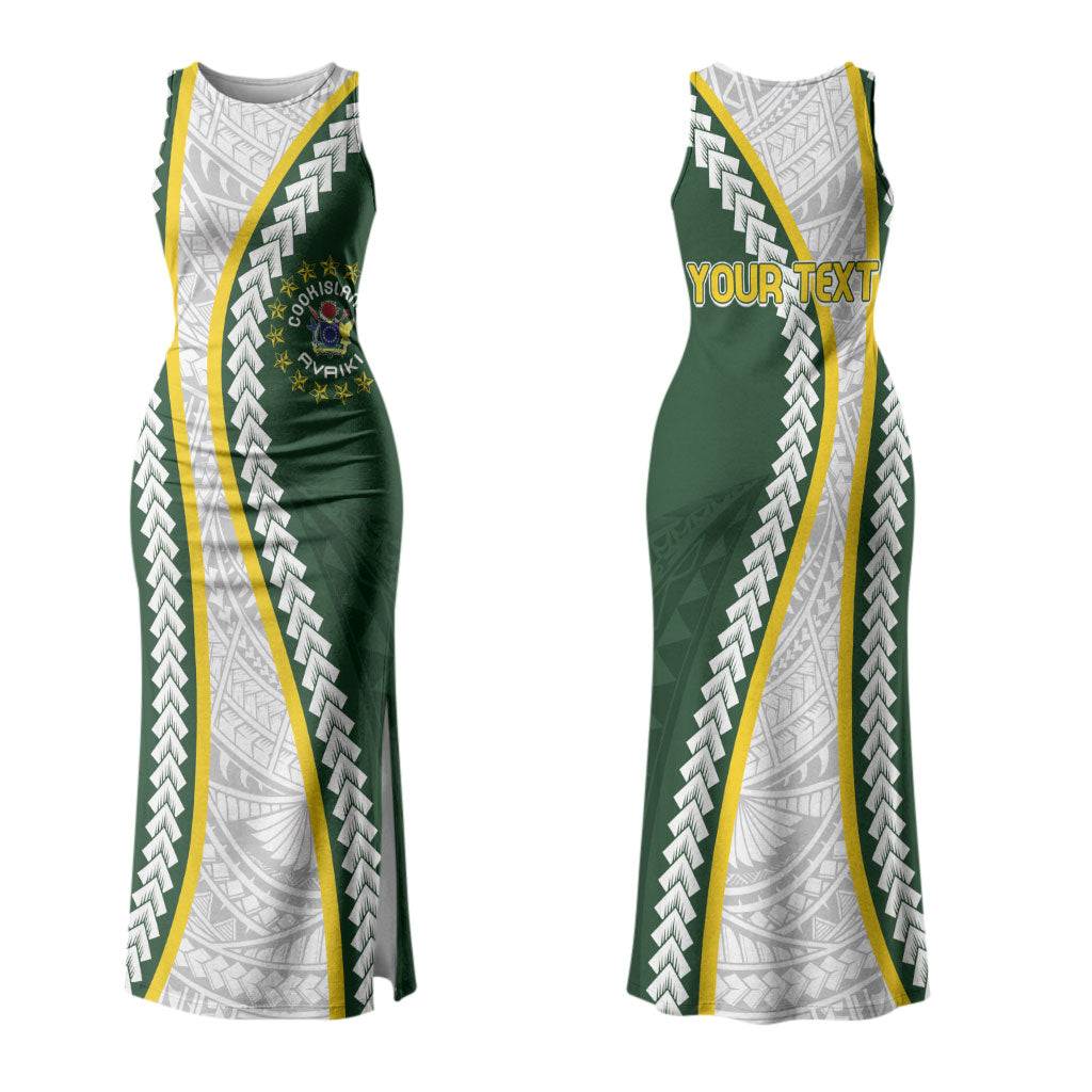 Cook Islands Rugby Personalized Avaiki Family Matching Tank Maxi Dress and Hawaiian Shirt GO Kuki LT7 Mom's Dress Green - Polynesian Pride