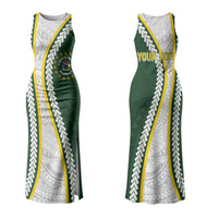 Cook Islands Rugby Personalized Avaiki Family Matching Tank Maxi Dress and Hawaiian Shirt GO Kuki LT7 Mom's Dress Green - Polynesian Pride