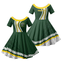 Cook Islands Rugby Personalized Avaiki Family Matching Tank Maxi Dress and Hawaiian Shirt GO Kuki LT7 Daughter's Dress Green - Polynesian Pride
