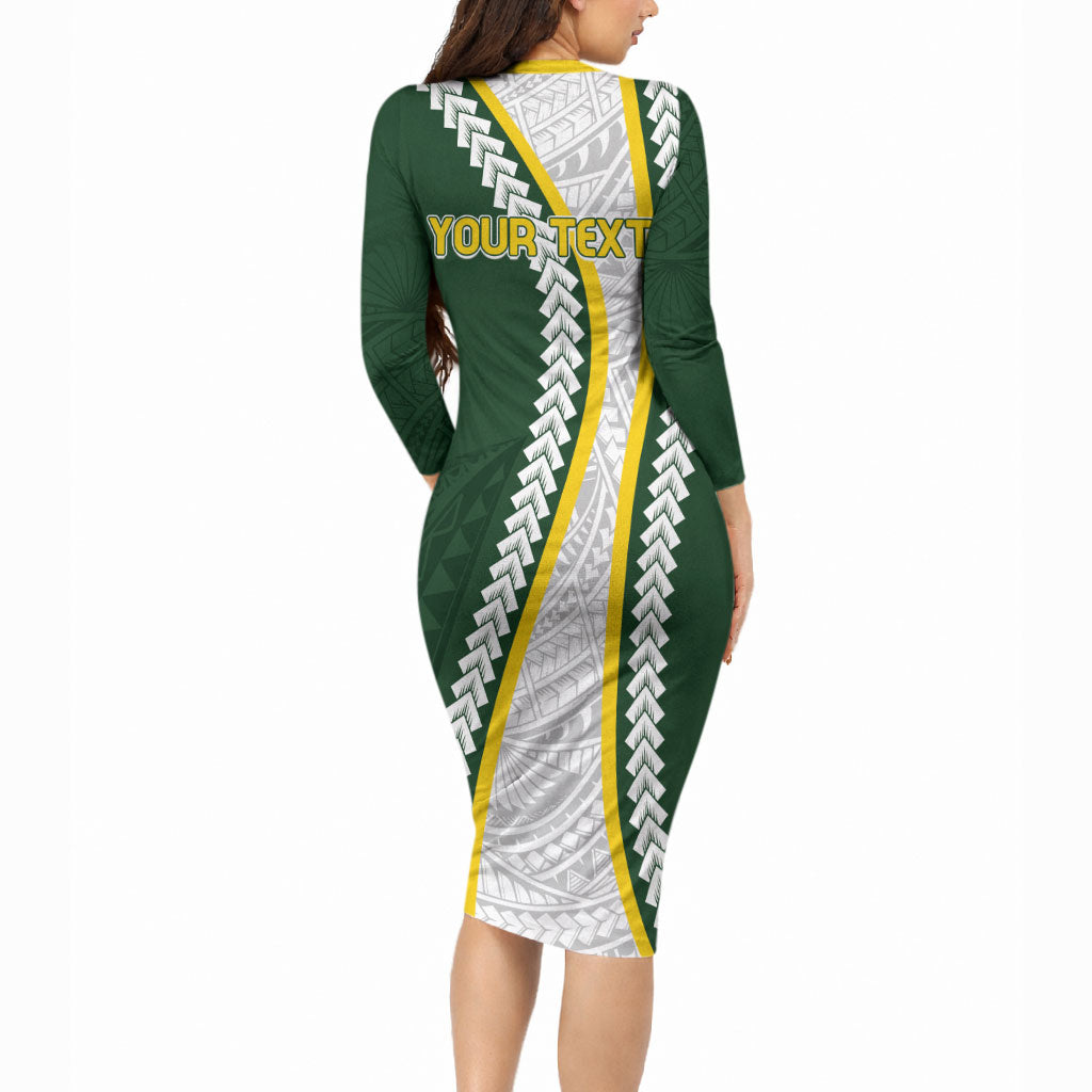 Cook Islands Rugby Personalized Avaiki Long Sleeve Bodycon Dress GO Kuki