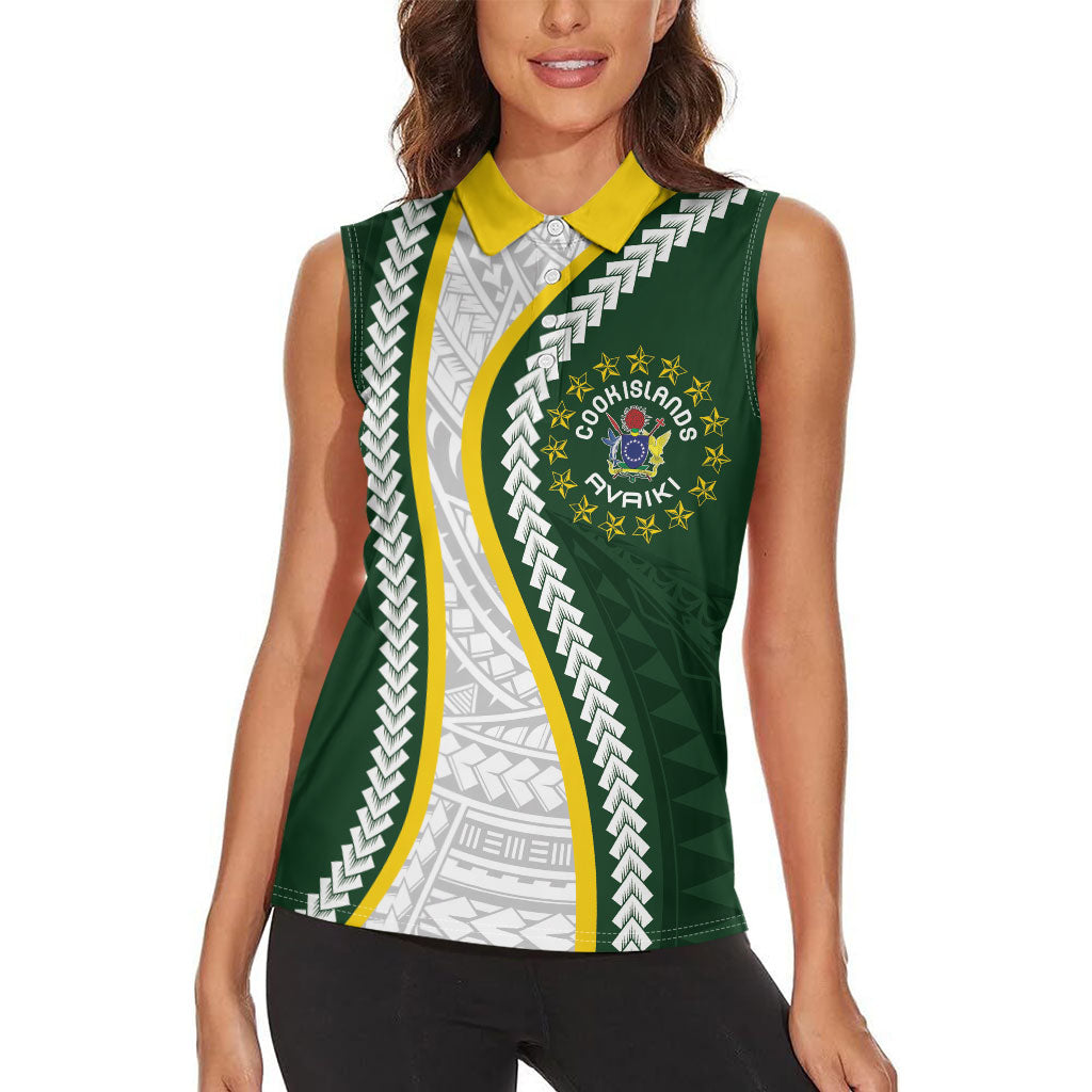 Cook Islands Rugby Personalized Avaiki Women Sleeveless Polo Shirt GO Kuki