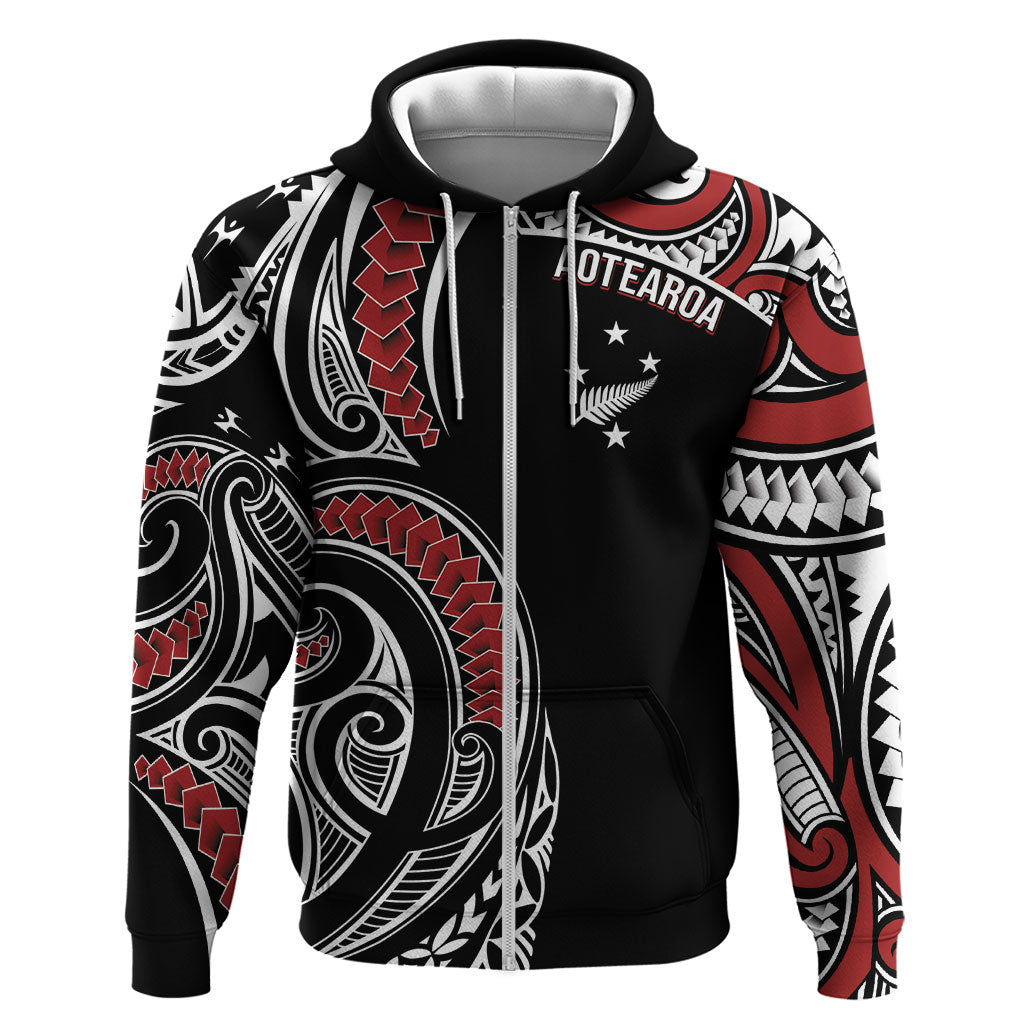 New Zealand Darts Personalized Hei Manaia Hoodie Classic Kowhaiwhai LT7 Zip Hoodie Black - Polynesian Pride