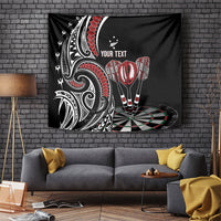 New Zealand Darts Personalized Hei Manaia Tapestry Classic Kowhaiwhai LT7 Black - Polynesian Pride