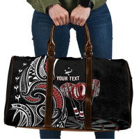 New Zealand Darts Personalized Hei Manaia Travel Bag Classic Kowhaiwhai LT7 Black - Polynesian Pride