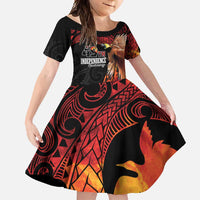 Papua New Guinea Personalised Family Matching Short Sleeve Bodycon Dress and Hawaiian Shirt Grunge Style 49th Independence Anni