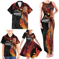 Papua New Guinea Personalised Family Matching Tank Maxi Dress and Hawaiian Shirt Grunge Style 49th Independence Anni