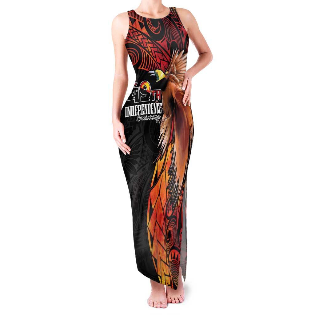 Papua New Guinea Personalised Family Matching Tank Maxi Dress and Hawaiian Shirt Grunge Style 49th Independence Anni