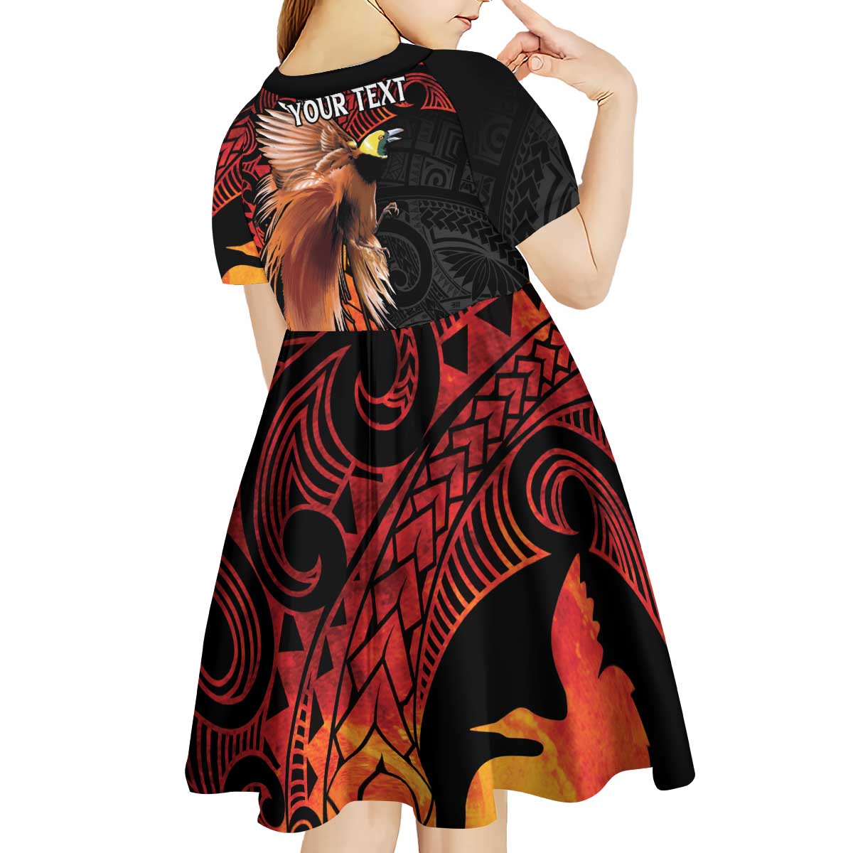 Papua New Guinea Personalised Kid Short Sleeve Dress Grunge Style 49th Independence Anni