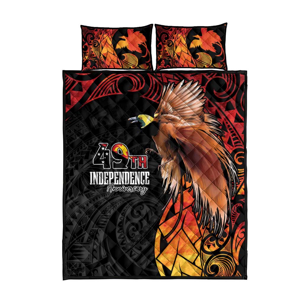 Papua New Guinea Quilt Bed Set Grunge Style 49th Independence Anni