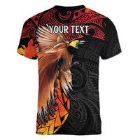 Papua New Guinea Personalised Women V-Neck T-Shirt Grunge Style 49th Independence Anni