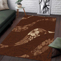 Aloha Hawaii Floral Tapa Area Rug Patchwork Mocha - Polynesian Pride
