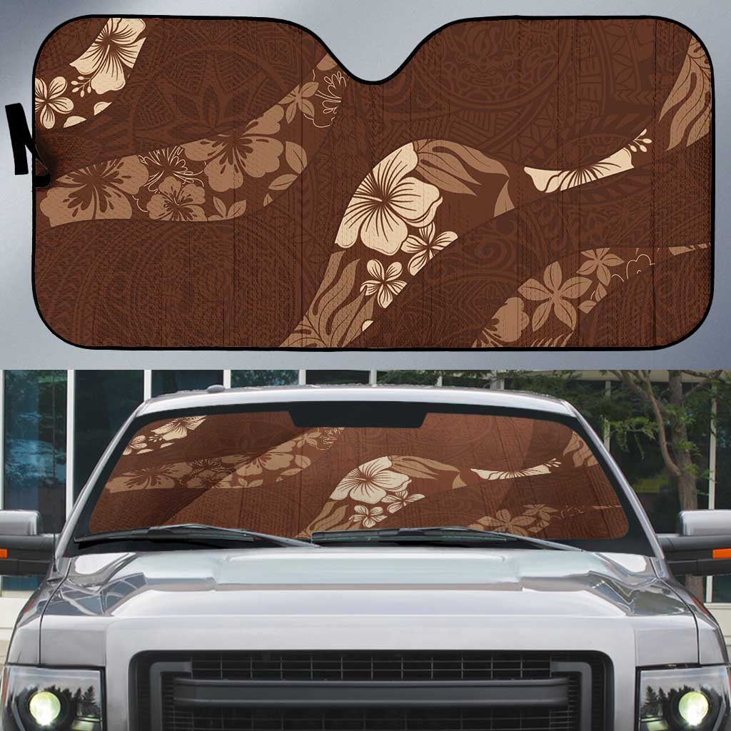 Aloha Hawaii Floral Tapa Auto Sun Shade Patchwork Mocha - Polynesian Pride