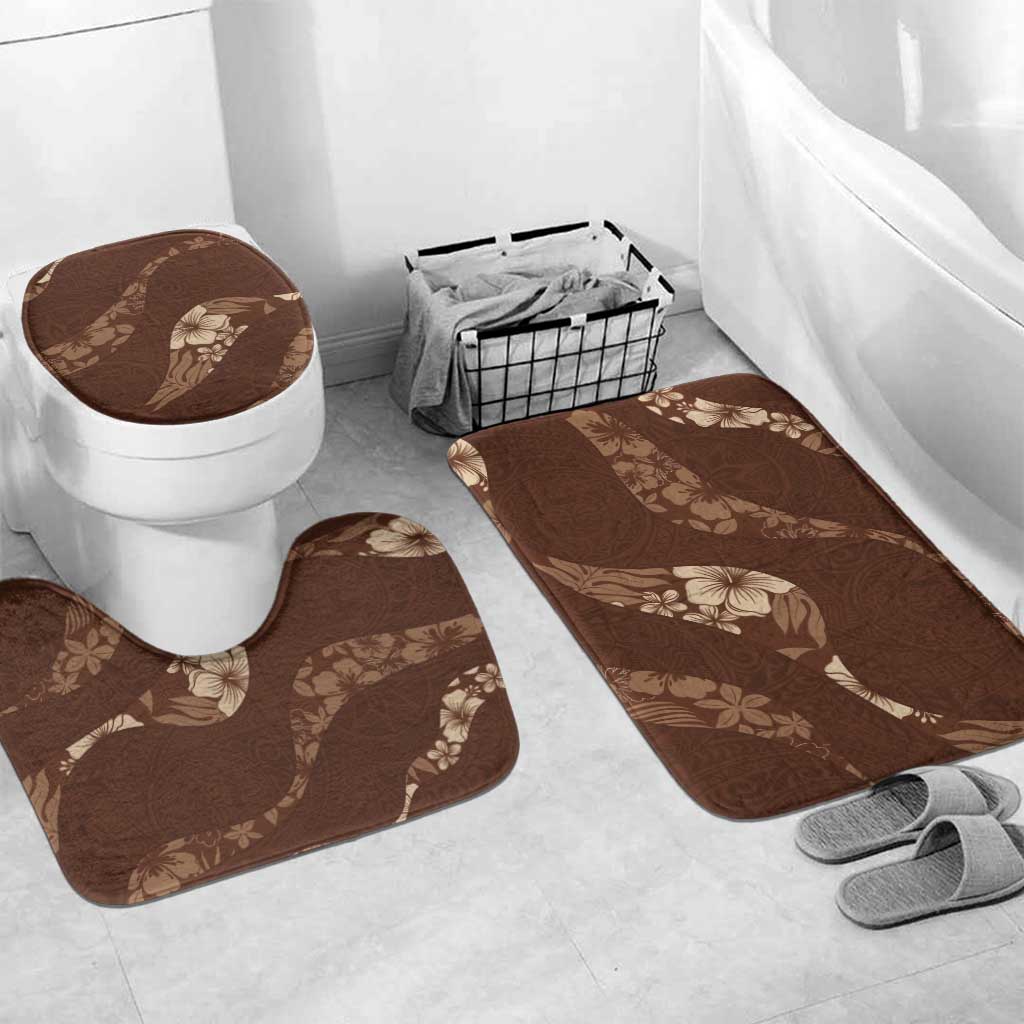 Aloha Hawaii Floral Tapa Bathroom Set Patchwork Mocha - Polynesian Pride