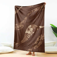 Aloha Hawaii Floral Tapa Blanket Patchwork Mocha - Polynesian Pride