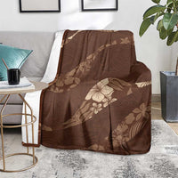 Aloha Hawaii Floral Tapa Blanket Patchwork Mocha - Polynesian Pride
