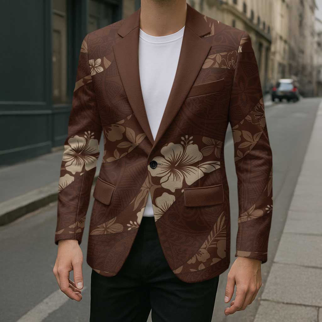 Aloha Hawaii Floral Tapa Blazer Patchwork Mocha - Polynesian Pride