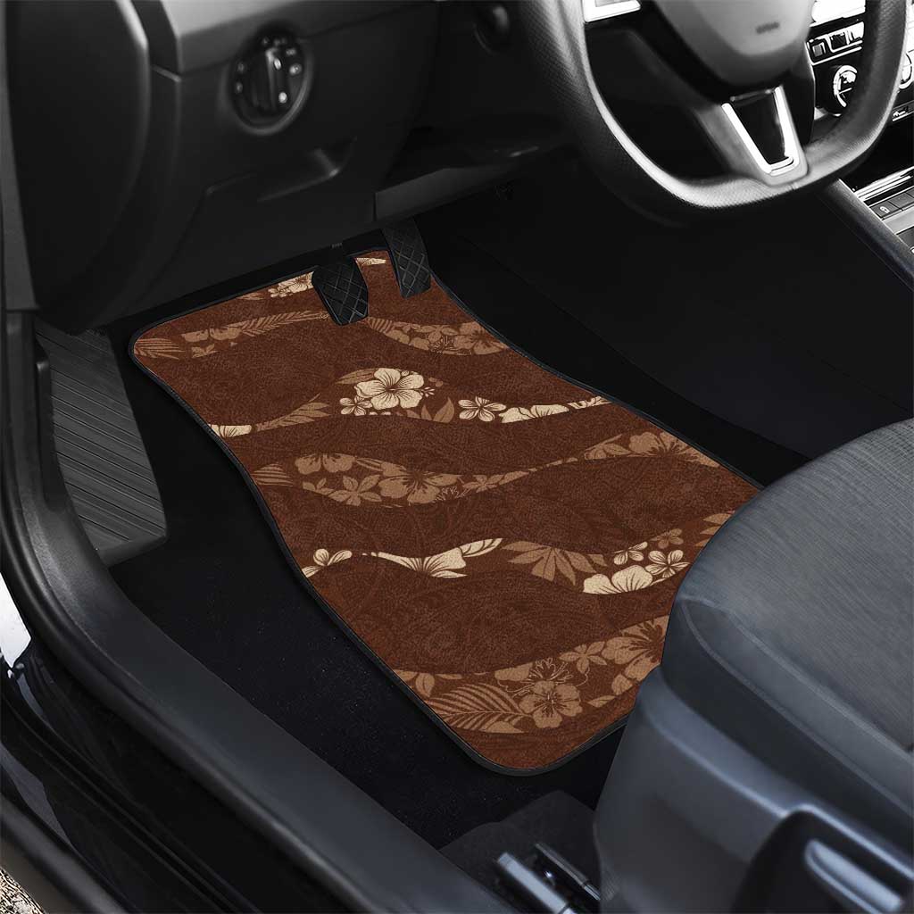 Aloha Hawaii Floral Tapa Car Mats Patchwork Mocha - Polynesian Pride
