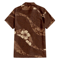 Aloha Hawaii Floral Tapa Family Matching Off Shoulder Maxi Dress and Hawaiian Shirt Patchwork Mocha - Polynesian Pride