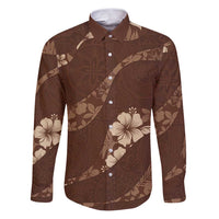 Aloha Hawaii Floral Tapa Family Matching Puletasi and Hawaiian Shirt Patchwork Mocha - Polynesian Pride