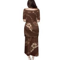 Aloha Hawaii Floral Tapa Family Matching Puletasi and Hawaiian Shirt Patchwork Mocha - Polynesian Pride